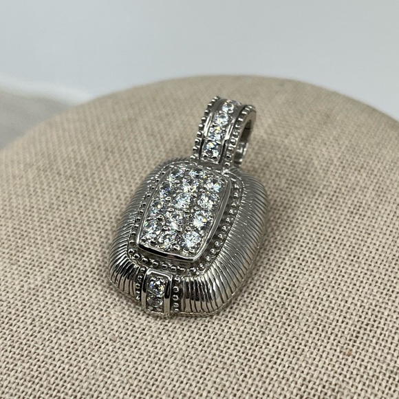 Vintage Judith Ripka Sterling Silver CZ Cluster Enhancer Pendant - Picture 10 of 16